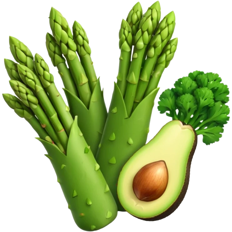 asparagus,avocado, broccoli, garlic emoji