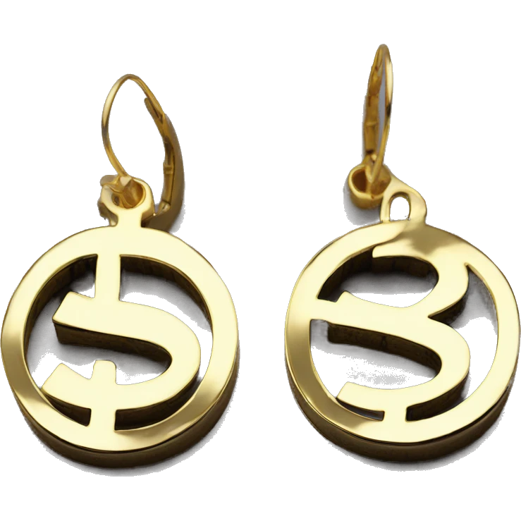 $  symbol dollar shaped earings gold emoji