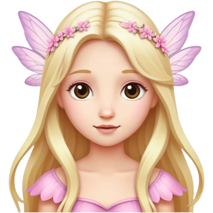 a fairy with long blonde hair, mostly white and light pink emoji