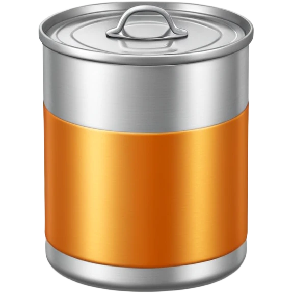small can of soup, metallic, closed, label in warm colors, no branding, metal lid with pull-tab, simple icon optional, 3D-rendered, minimal, no faces, transparent background emoji