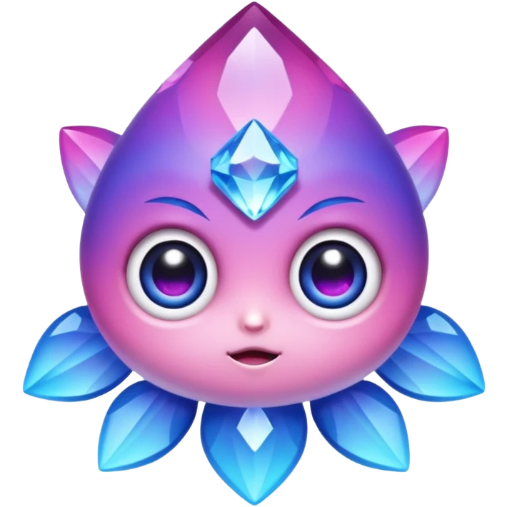kawaii chibi style crystal sprite creature that is purple, blue, and pink  emoji