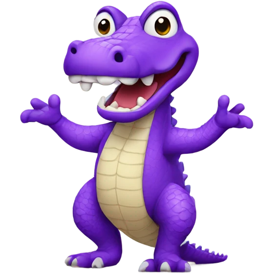 Purple crocodile walking on its hind legs emoji