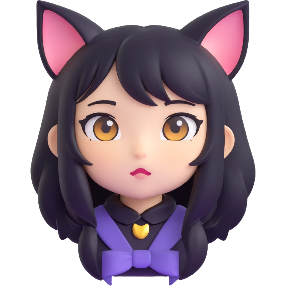 chibi anime catgirl face, playful emoji