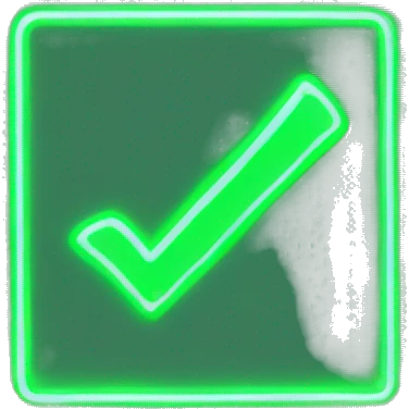 check mark in glowing neon green emoji