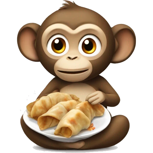 monkey eating a gyoza emoji