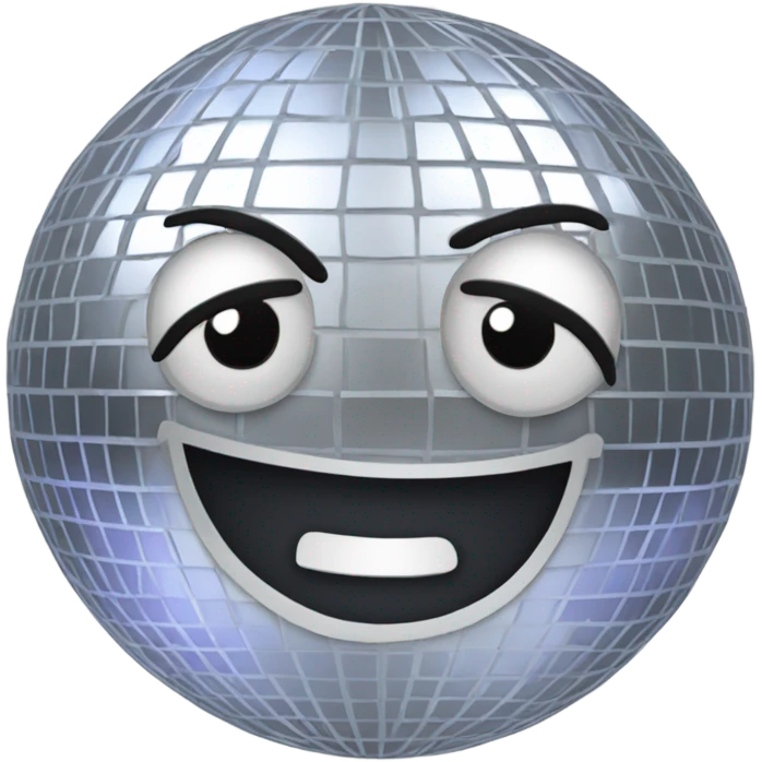 Silver disco ball but it is WINKING at me emoji