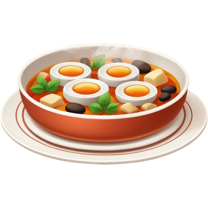 Homemade dishes on a plate, warm cozy colors, simple shapes, flat design, high contrast, friendly and inviting. emoji