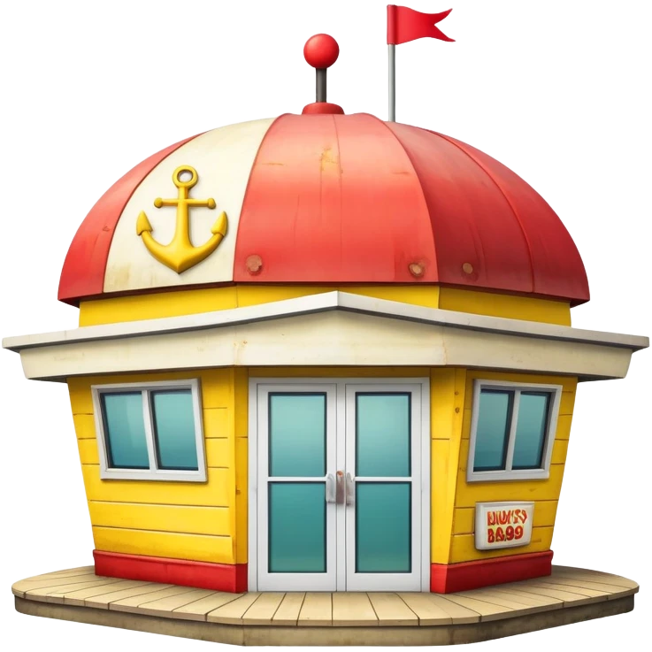 Krusty Krab restaurant from SpongeBob, anchor-shaped fast food building emoji