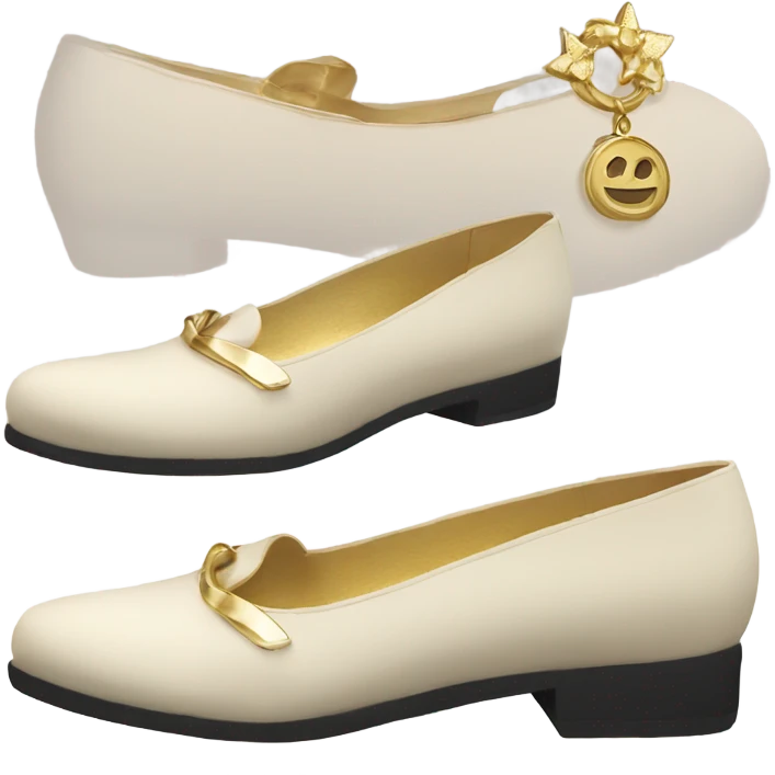 Cream color flat shoes with gold accents  emoji