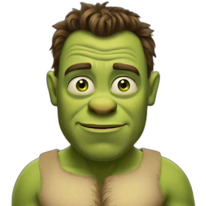 Shrek with bleu eyes and is shirtless emoji