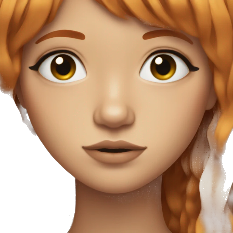 Ginger girl with fringe and messy eyeliner  emoji