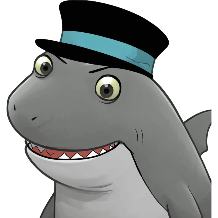 Shark with a top hat emoji
