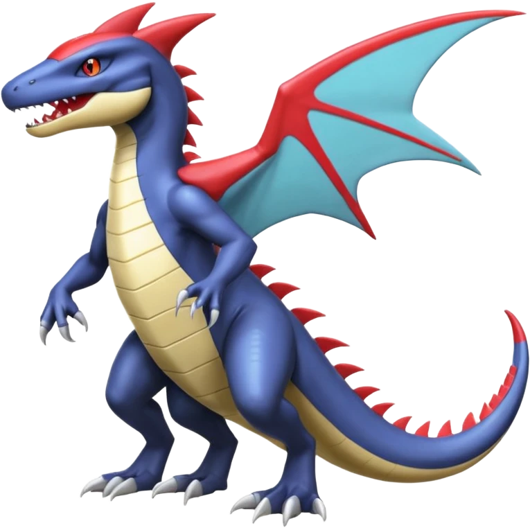 Shiny Garchomp-Noibat-Nargacuga-Salamence-Silvally-Fakémon-hybrid-creature (full body)  emoji