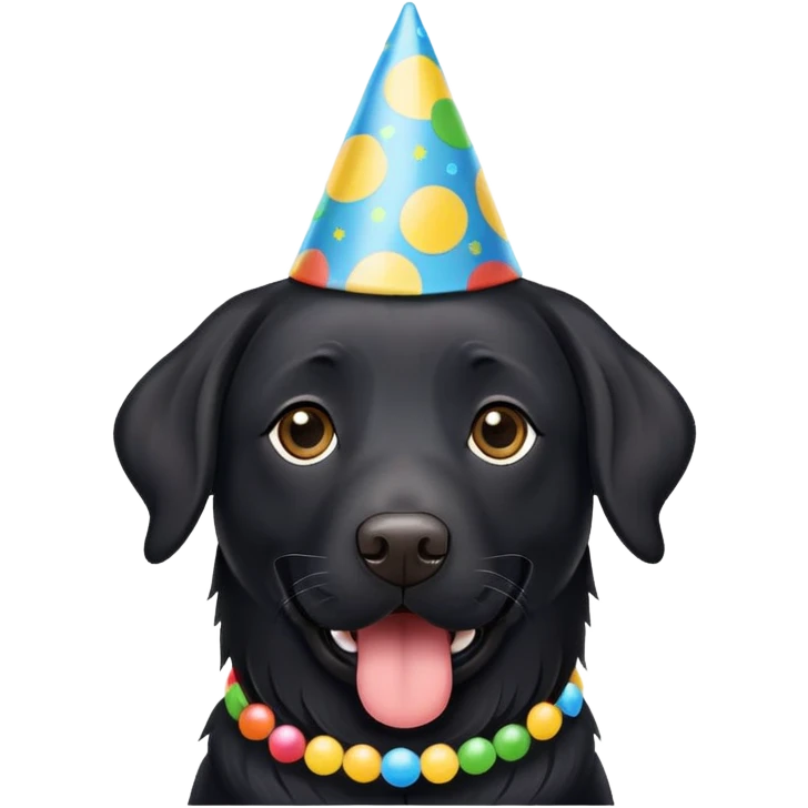 Black Labrador long hair party hat emoji
