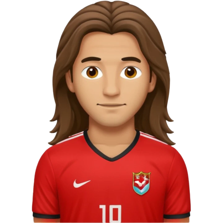 long haired soccer player with red jersey emoji