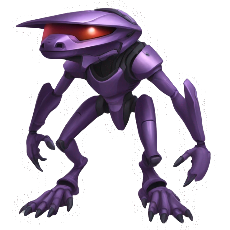 a black Genesect-Raptor-Fakémon—hybrid with a futuristic visor-helmet full body emoji