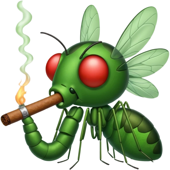 mosquito verde fumando un cigarro emoji