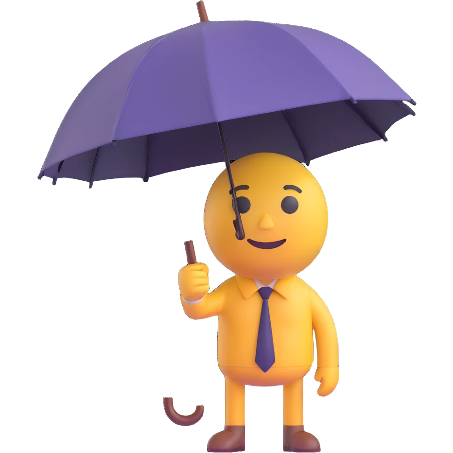 Change the umbrella to be closed, keep the man holding it out as if to shake hands, same 3D emoji style, no background. emoji