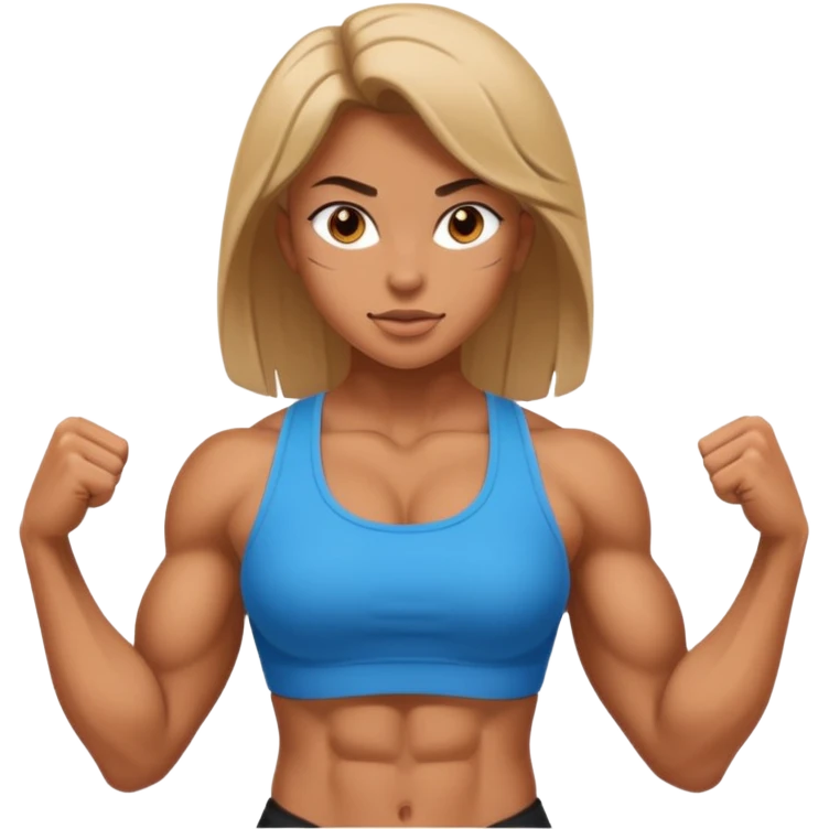 an extremely muscular girl with strong abs emoji