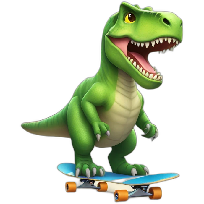 huge cat dinosaur riding a skateboard emoji