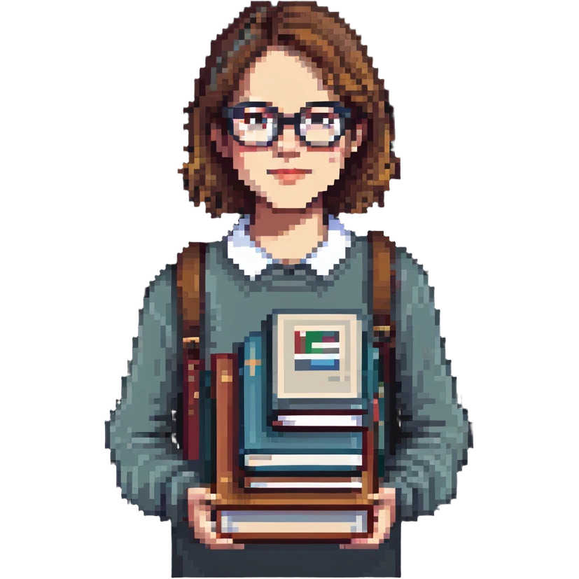 nerdy librarian with glasses and books emoji
