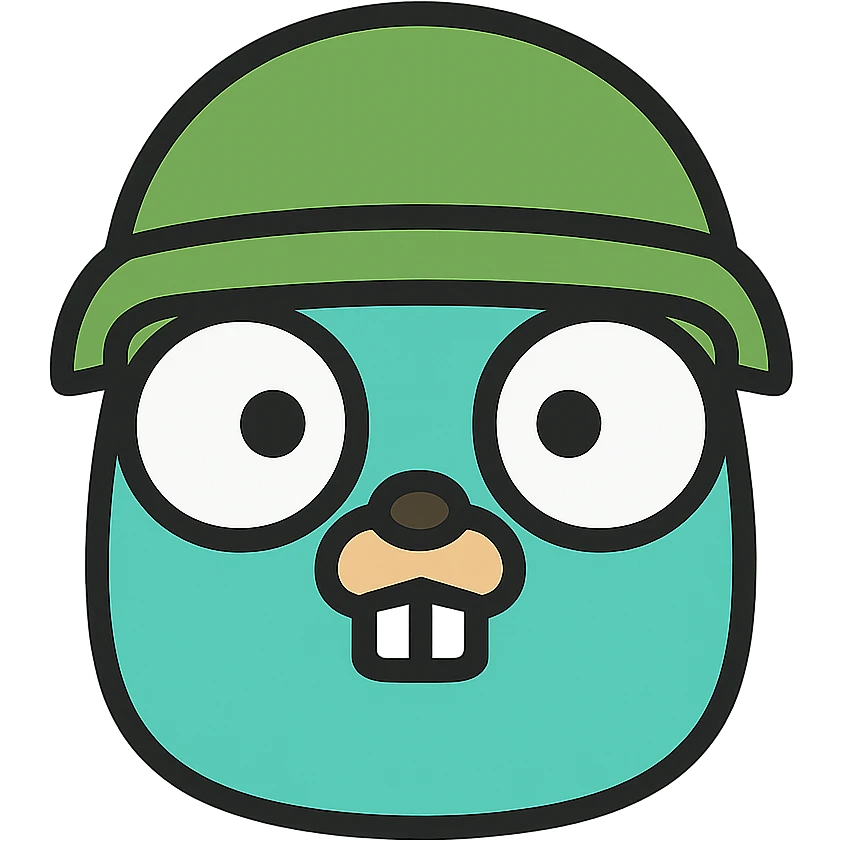 gopher with a military helmet emoji