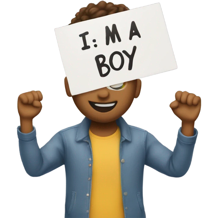 Guy holding up a sign that’s says I’m a good boy emoji