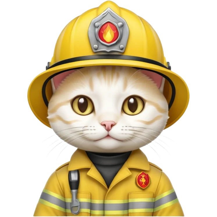 Fireman white Cat, yellow cloth emoji