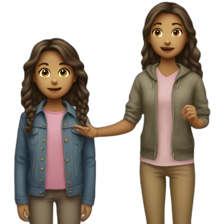 a children girl stand up other person emoji