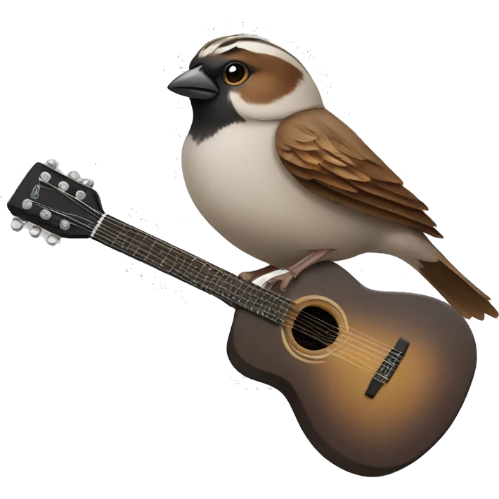 sparrow with a guitar emoji
