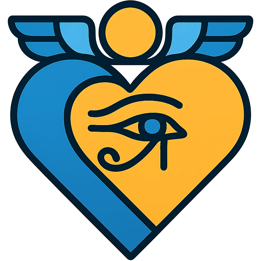 Ancient Egypt themed 'Heart' icon, blue and orange colors, modern style, clear symbolism emoji