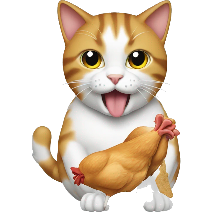 Cat eating chicken  emoji