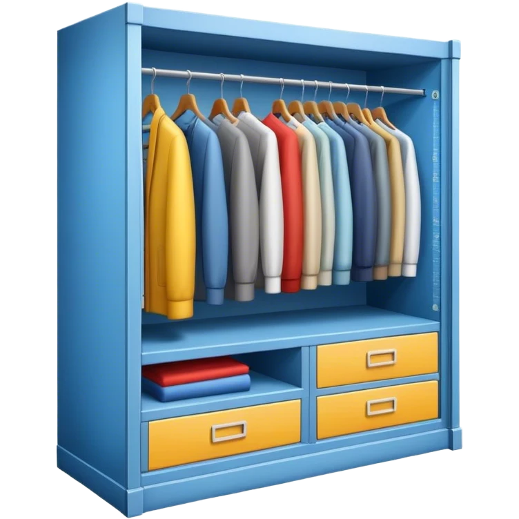 Icon for Furniture Design development: a close-up view of a 3D wardrobe on a blueprint with a measuring tape alongside. The icon should represent precision and the design process in furniture creation. Transparent background. emoji