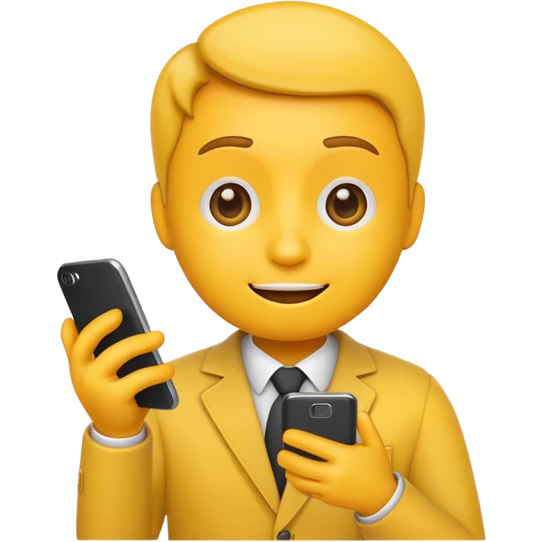 classic yellow emoji holding a smartphone with social media notifications, representing digital marketers emoji