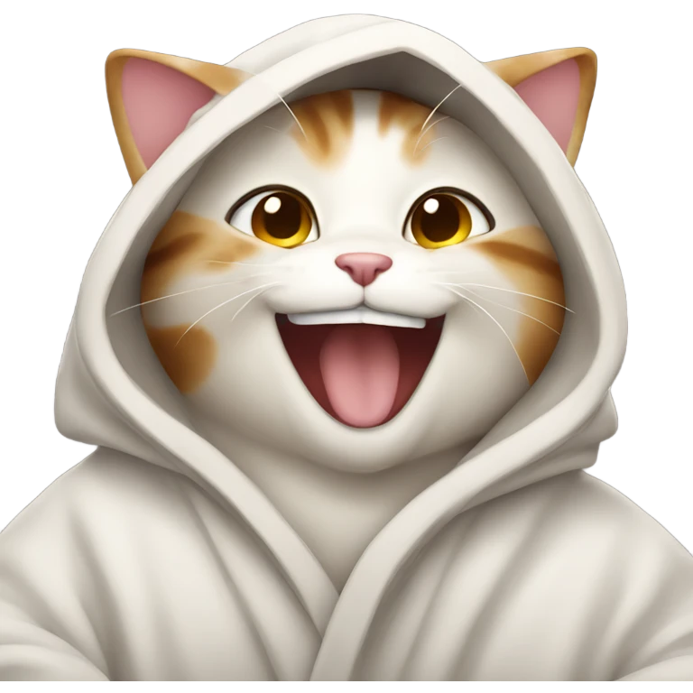 Cat wearing robe and laughing  emoji