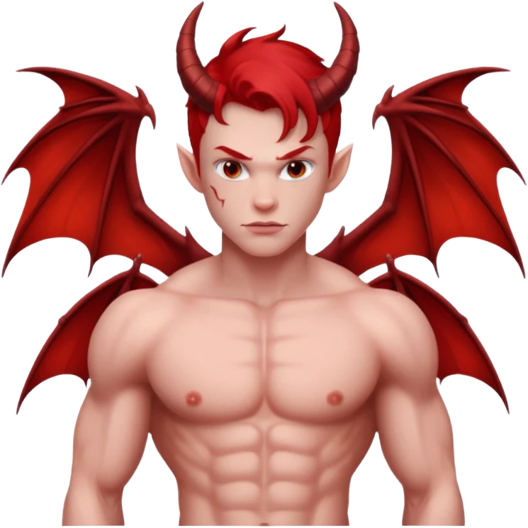 Young red devil without clothes with dragon wings emoji