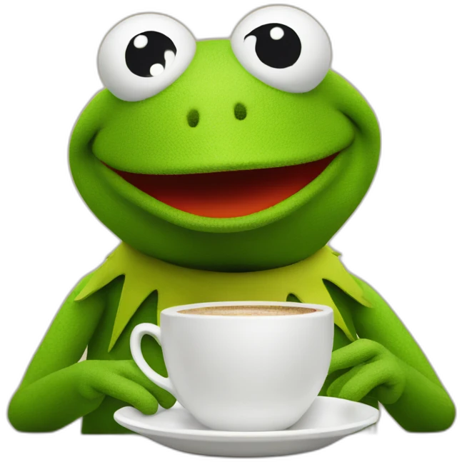 kermit the frog with a cup of coffee emoji