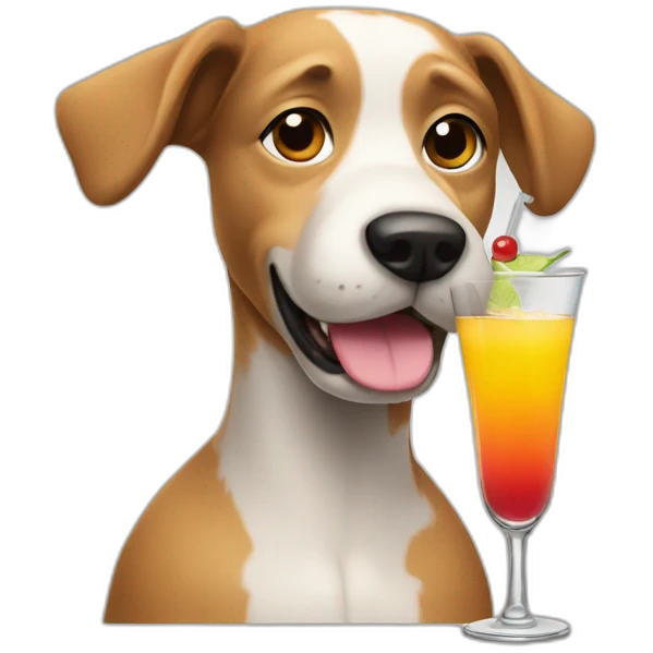 A dog drinking à coocktail emoji