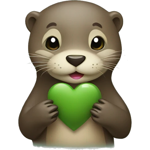 otter holding khaki green heart emoji