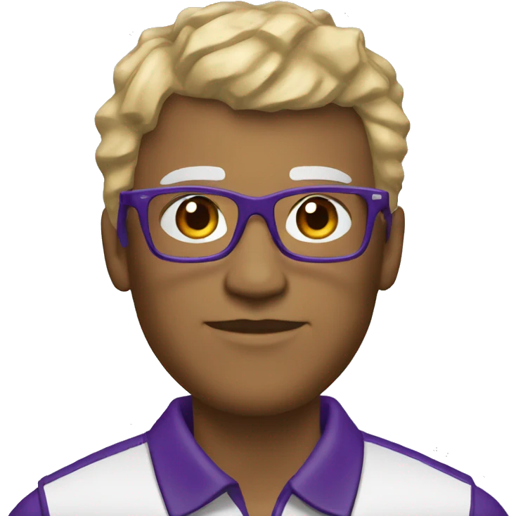 White with salt and pepper hair Basketball Coach Purple Polo Glasses whistle emoji