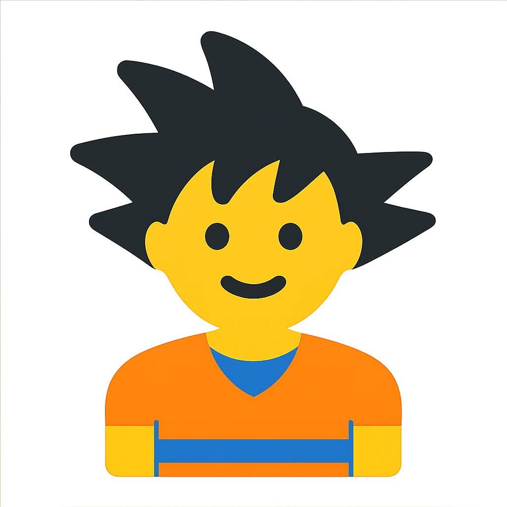 Goko character as a flat color icon, bold outlines, minimal details, vibrant color accents emoji
