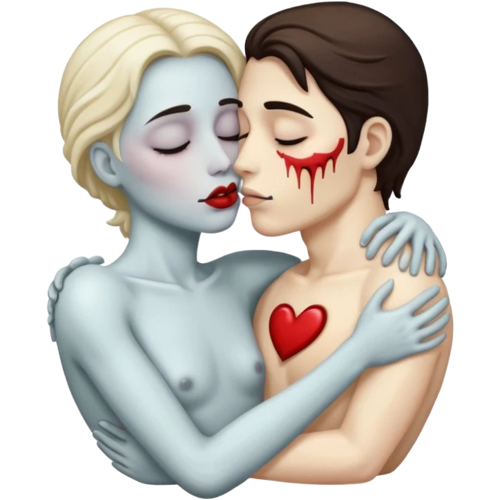 Two corpses kissing each other emoji