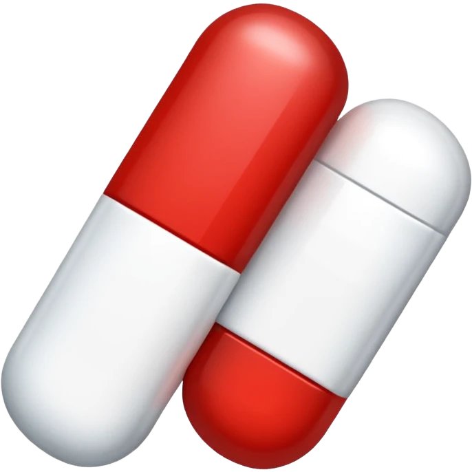 single medicine pill half red half white simple illustration on clean white background emoji