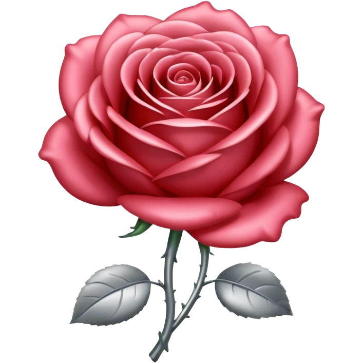 A rose emoji made of liquid silver metal minimalistic iOS emoji style, centered, emoji
