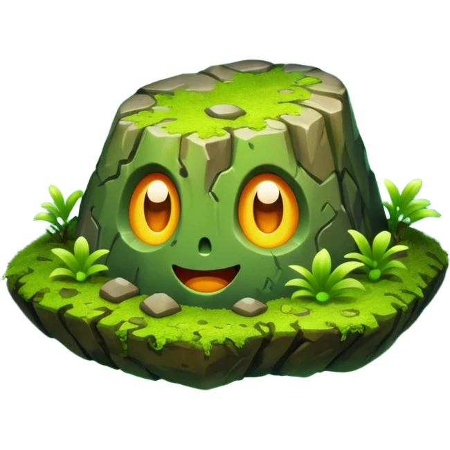 Floating mossy rock with glow emoji