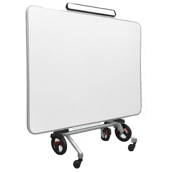 whiteboard on stand with wheels emoji