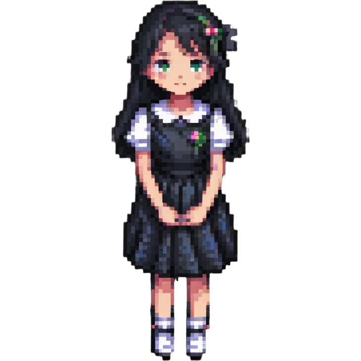 pixel art of a girl wearing a dress emoji