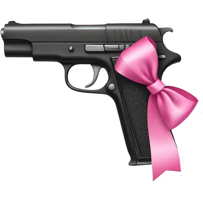 A pistol with a pink bow on it emoji