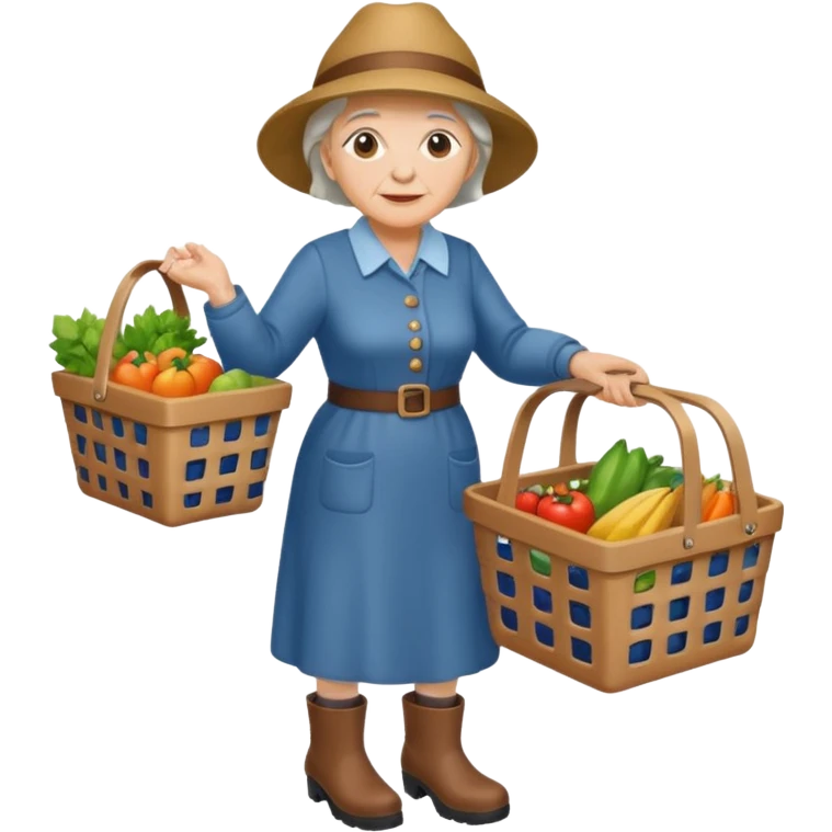 Una donna anziana  con gli stivaletti che va a fare la spesa emoji