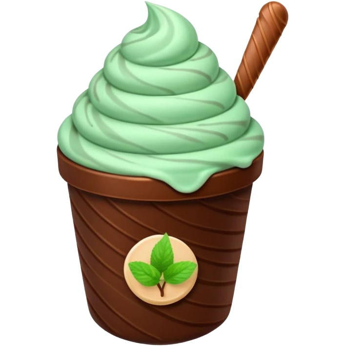 cup mint and chocolate ice cream emoji